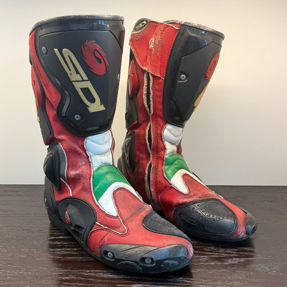 Sidi Stivali Motorcycle Boots Mens 10 Red Zip Made in Italy Alpine Stars